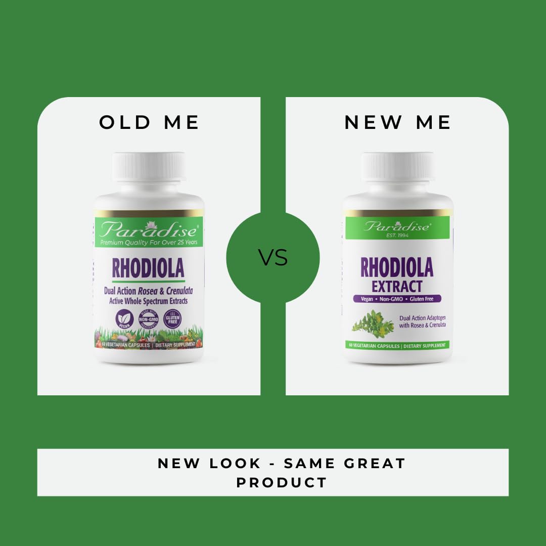 Pre-Order | Arrives in 5–10 Days – Paradise Herbs Rhodiola Extract 500mg, Super Potent Antioxidant, Ultra Pure, Vegan, Non-GMO, Gluten Free, 60 Vegetarian Capsules