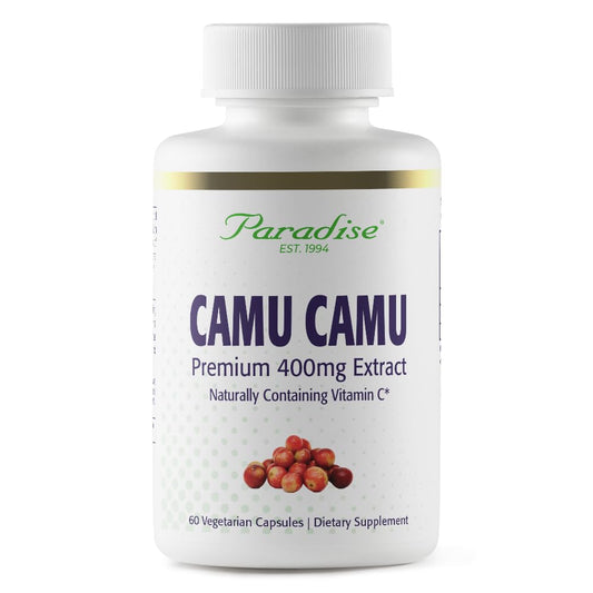 Pre-Order | Arrives in 5–10 Days – Paradise Herbs, Organic Camu Camu Extract, 400 mg, Rich in Vitamin C, Pure & Potent, Gluten Free, Non-GMO, Vegan, 60 Capsules