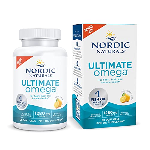 Pre-Order | Arrives in 5–10 Days – Nordic Naturals Ultimate Omega, Lemon Flavor - 90 Soft Gels - 1280 mg Omega-3 - High-Potency Omega-3 Fish Oil Supplement with EPA & DHA - Promotes Brain & Heart Health - Non-GMO - 45 Servings