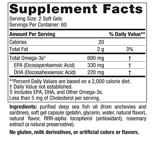 Pre-Order | Arrives in 5–10 Days – Nordic Naturals Omega-3, Lemon Flavor - 120 Soft Gels - 690 mg Omega-3 - Fish Oil - EPA & DHA - Immune Support, Brain & Heart Health, Optimal Wellness - Non-GMO - 60 Servings