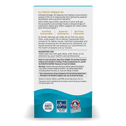 Pre-Order | Arrives in 5–10 Days – Nordic Naturals Ultimate Omega 2X, Lemon Flavor - 120 Soft Gels - 2150 mg Omega-3 - High-Potency Omega-3 Fish Oil with EPA & DHA - Promotes Brain & Heart Health - Non-GMO - 60 Servings