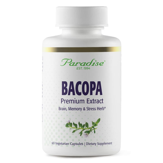 Pre-Order | Arrives in 5–10 Days – Paradise Herbs Bacopa Extract, Vegan, Non GMO, Gluten Free, 60 Capsules