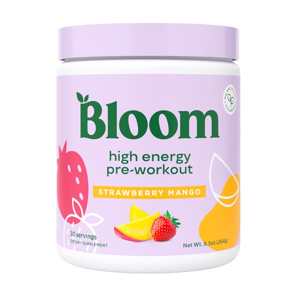 Pre-Order | Arrives in 5–10 Days –
Bloom Nutrition High Energy Pre Workout with Beta Alanine, Ginseng and L Tyrosine for Amino Energy, Natural Caffeine Powder from Green Tea Extract, Keto, Sugar Free Drink Mix, Strawberry Mango