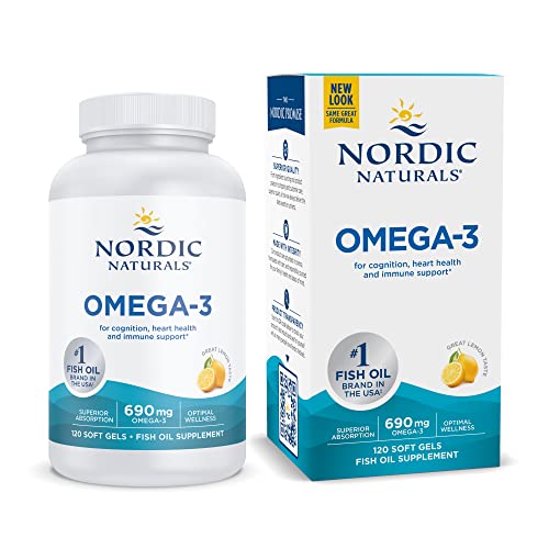 Pre-Order | Arrives in 5–10 Days – Nordic Naturals Omega-3, Lemon Flavor - 120 Soft Gels - 690 mg Omega-3 - Fish Oil - EPA & DHA - Immune Support, Brain & Heart Health, Optimal Wellness - Non-GMO - 60 Servings