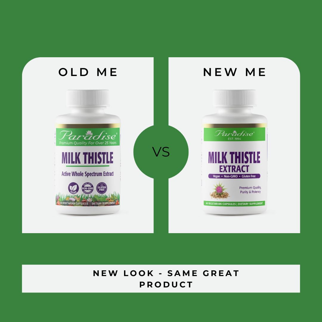 Pre-Order | Arrives in 5–10 Days – Paradise Herbs Milk Thistle, Active Whole Spectrum Extract, Super Potent, Ultra Pure, Vegan, Non GMO, Gluten Free, 120 Vegetarian Capsules