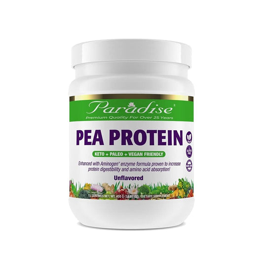 Pre-Order | Arrives in 5–10 Days – Paradise Herbs Pea Protein Powder, Organic, Keto, Paleo, Vegan, Non GMO, Gluten Free, Unflavored, 15 Servings, 450 G (15.87oz)