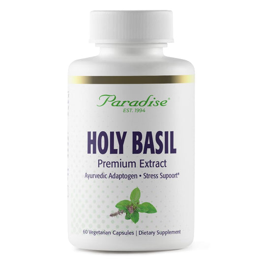 Pre-Order | Arrives in 5–10 Days – Paradise Herbs Organic Holy Basil Supplement, Active Whole Spectrum Extract, Super Potent, Ultra Pure, Vegan, Non-GMO, Gluten Free, 60 Vegetarian Capsules
