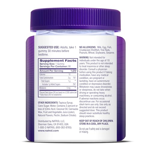 Pre-Order | Arrives in 5–10 Days – Natrol Melatonin Gummies, Sleep Support, 90 Strawberry-Flavored Adult Melatonin Gummies, 5 mg Sleep Aids for Adults