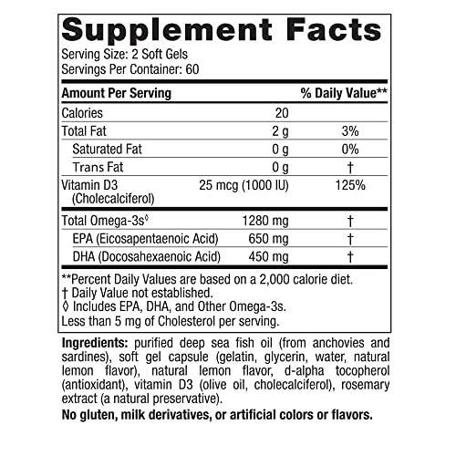 Pre-Order | Arrives in 5–10 Days – Nordic Naturals Ultimate Omega-D3, Lemon Flavor - 120 Soft Gels - 1280 mg Omega-3 + 1000 IU Vitamin D3 - Omega-3 Fish Oil - EPA & DHA - Promotes Brain, Heart, Joint, & Immune Health - 60 Servings
