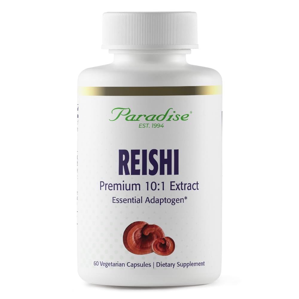Pre-Order | Arrives in 5–10 Days – Paradise Herbs Reishi, Essential Adaptogen, Super Potent, Ultra Pure, Non-GMO, Vegan, Gluten Free, 60 Vegetarian Capsules