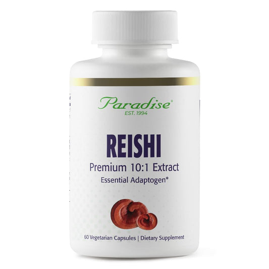 Pre-Order | Arrives in 5–10 Days – Paradise Herbs Reishi, Essential Adaptogen, Super Potent, Ultra Pure, Non-GMO, Vegan, Gluten Free, 60 Vegetarian Capsules