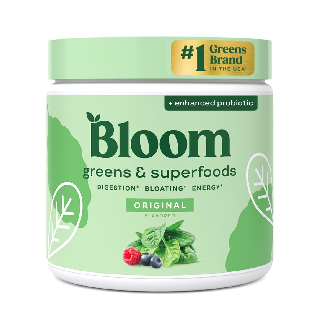 Pre-Order | Arrives in 5–10 Days –
Bloom Nutrition Superfood Greens Powder, Digestive Enzymes with Probiotics and Prebiotics, Gut Health, Bloating Relief for Women, Chlorella, Green Juice Mix with Beet Root Powder, 30 SVG, Original