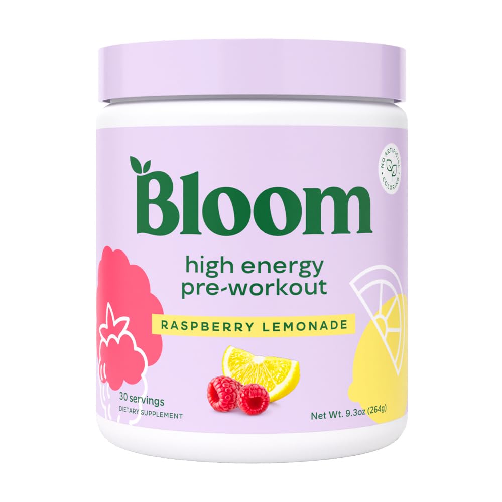 Pre-Order | Arrives in 5–10 Days –
Bloom Nutrition High Energy Pre Workout with Beta Alanine, Ginseng and L Tyrosine for Amino Energy, Natural Caffeine Powder from Green Tea Extract, Keto, Sugar Free Drink Mix, Raspberry Lemonade