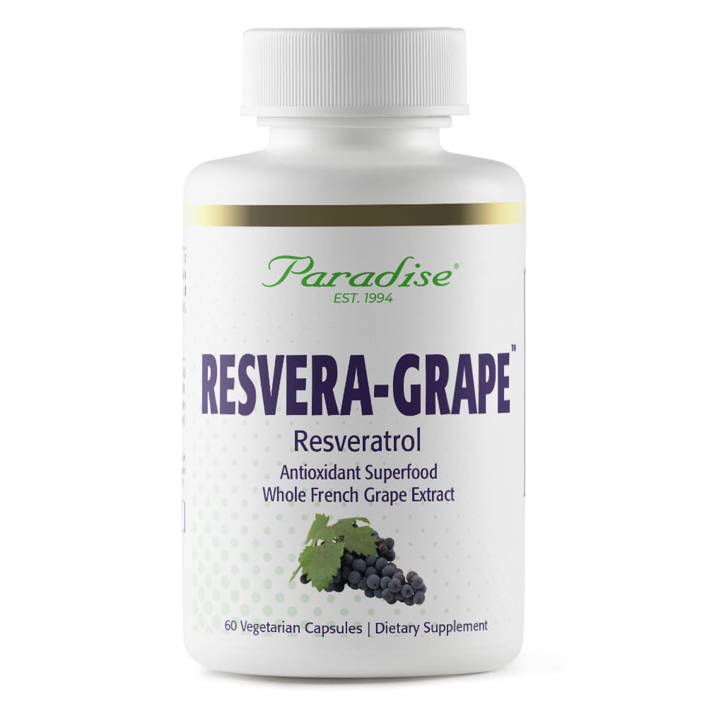 Pre-Order | Arrives in 5–10 Days – Paradise Herbs Resveragrape, Resveratrol + Polyphenols + Opc's, Super Potent, Ultra Pure, Non-GMO, Gluten Free, 60 Vegetarian Capsules