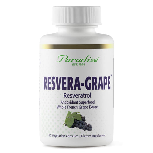 Pre-Order | Arrives in 5–10 Days – Paradise Herbs Resveragrape, Resveratrol + Polyphenols + Opc's, Super Potent, Ultra Pure, Non-GMO, Gluten Free, 60 Vegetarian Capsules