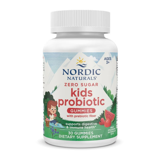 Pre-Order | Arrives in 5–10 Days – Nordic Naturals Zero Sugar Kids Probiotic Gummies - Strawberry Watermelon Flavor - 30 Gummies - Supports Digestive Wellness & Immune Health - Non-GMO - Third Party Tested - Vegan - 30 Servings