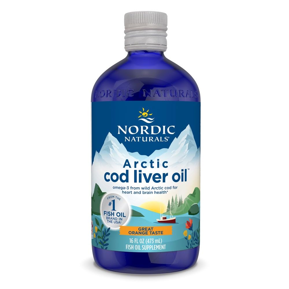 Pre-Order | Arrives in 5–10 Days – Nordic Naturals Arctic Cod Liver Oil, Orange - 16 oz - 1060 mg Total Omega-3s with EPA & DHA - Heart & Brain Health, Healthy Immunity, Overall Wellness - Non-GMO - 96 Servings