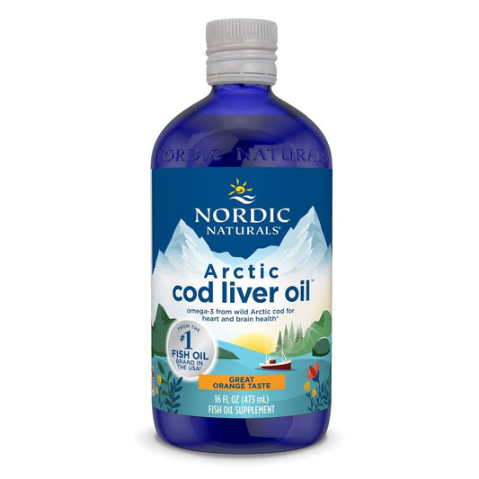 Pre-Order | Arrives in 5–10 Days – Nordic Naturals Arctic Cod Liver Oil, Orange - 16 oz - 1060 mg Total Omega-3s with EPA & DHA - Heart & Brain Health, Healthy Immunity, Overall Wellness - Non-GMO - 96 Servings