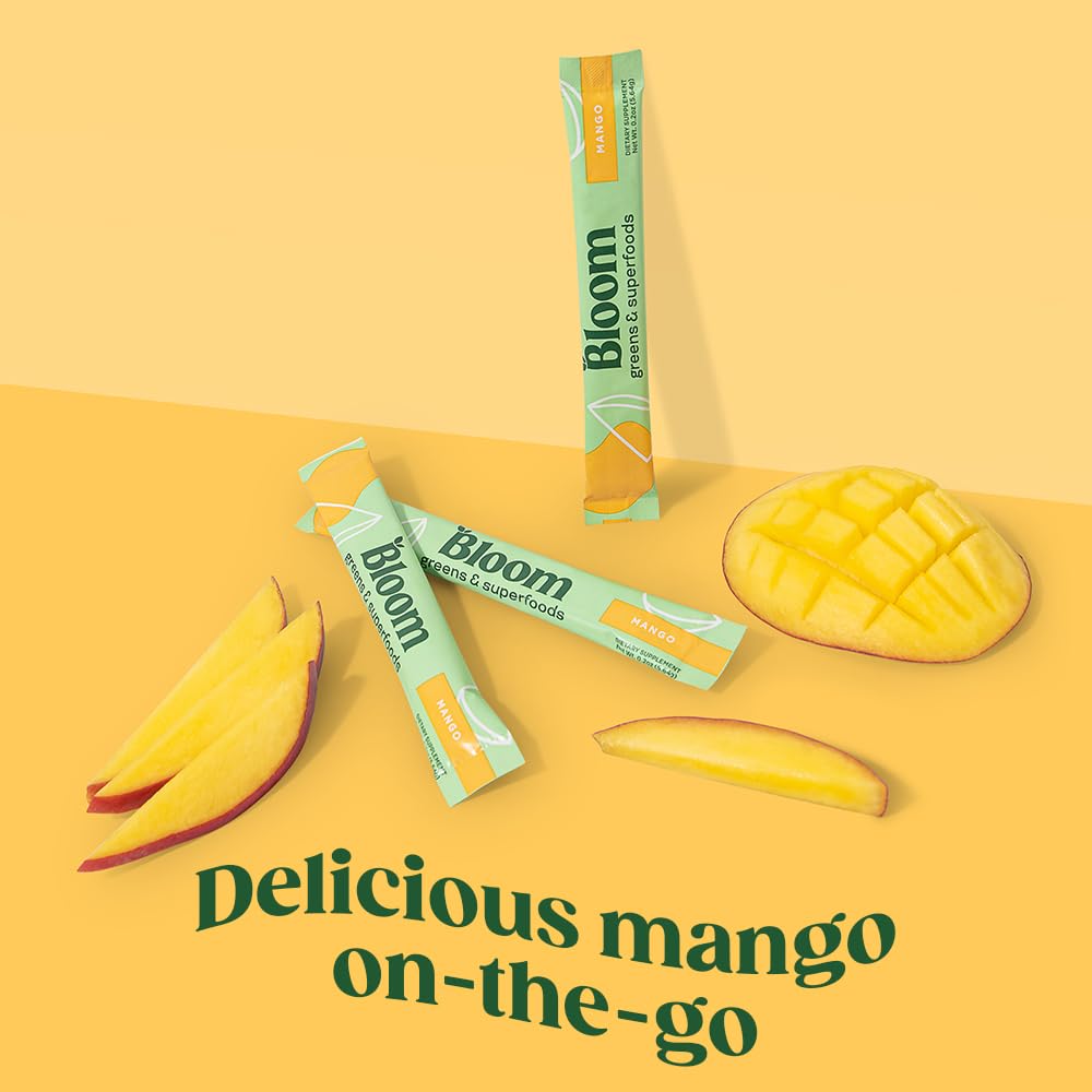 Pre-Order | Arrives in 5–10 Days –
Bloom Nutrition Superfood Greens Powder Stick Packs, Digestive Enzymes with Probiotics and Prebiotics, Gut Health, Bloating Relief for Women, Chlorella, Green Juice Mix, 15 SVG, Mango