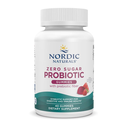 Pre-Order | Arrives in 5–10 Days – Nordic Naturals Zero Sugar Probiotic Gummies - Strawberry Watermelon Flavor - 40 Gummies - Supports Digestive Wellness & Immune Health - Non-GMO - Third Party Tested - Vegan - 20 Servings