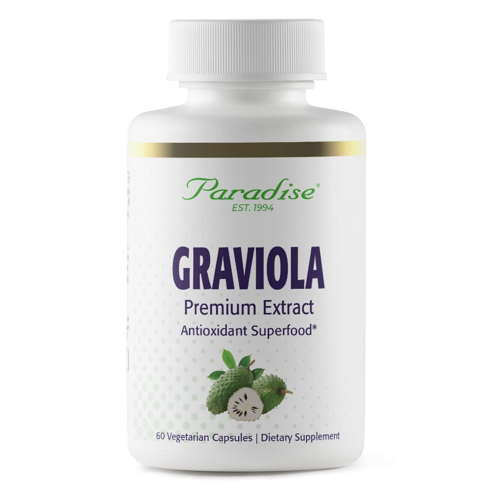 Pre-Order | Arrives in 5–10 Days – Paradise Herbs Graviola, Graviola Leaf Extract, Soursop Antioxidant Superfood, Whole Spectrum Extract, Ultra Pure, Vegan, Non-GMO, Gluten Free, 60 Count Vegetarian Capsules
