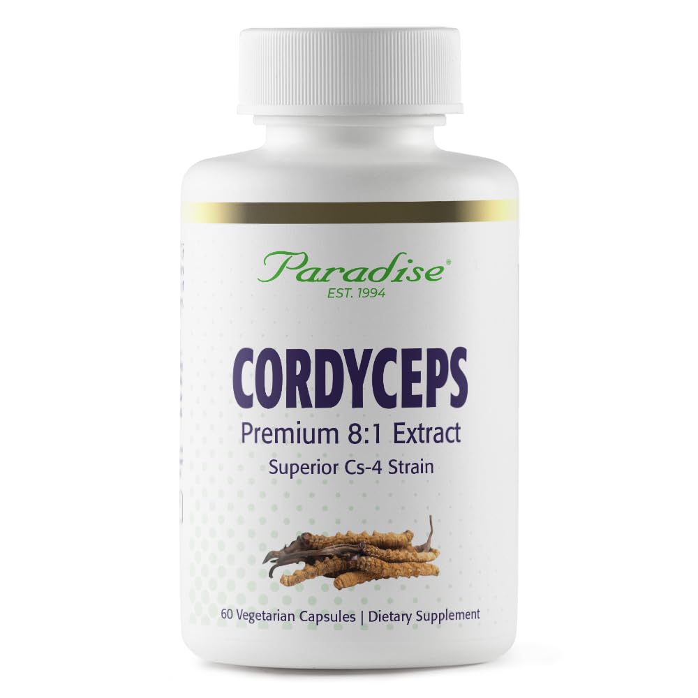 Pre-Order | Arrives in 5–10 Days – Paradise Herbs Cordyceps CS-4 Extract, Super Potent, Ultra Pure, Vegan Antioxidant, Non GMO, Gluten Free, 60 Vegetarian Capsules