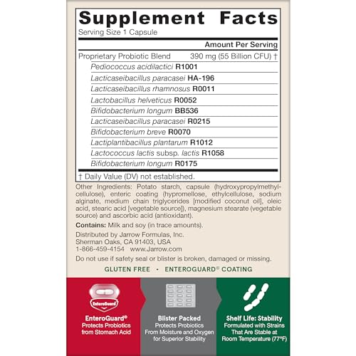 Pre-Order | Arrives in 5–10 Days – Jarrow Formulas Jarro-Dophilus EPS Advanced, 55 Billion CFU Probiotics, Digestive Support for Adults, 30 Probiotic Supplement Veggie Capsules, Up to 30 Day Supply