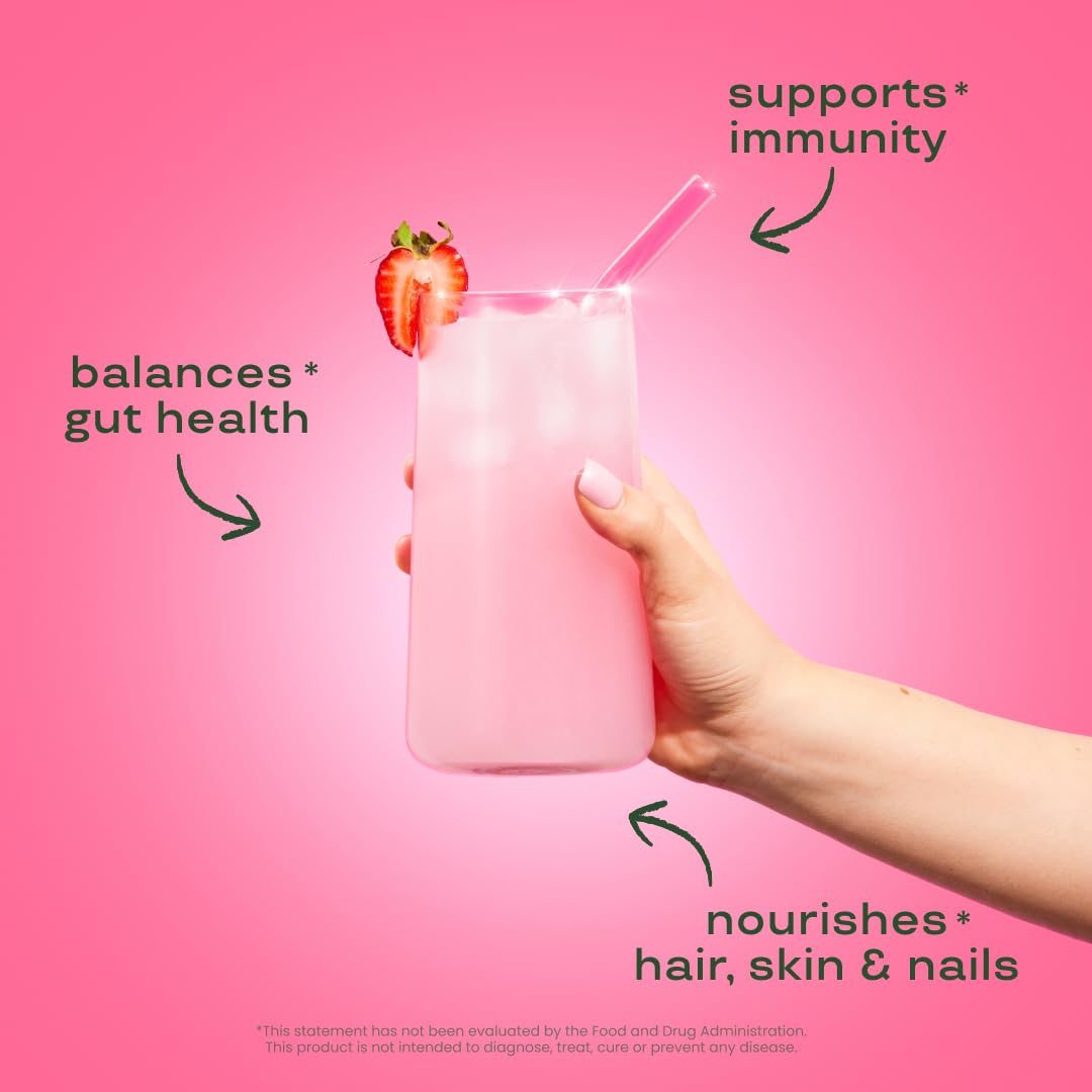 Pre-Order | Arrives in 5–10 Days –
Bloom Nutrition Bovine Colostrum Powder for Gut Health, Immune Support, Hair Growth & Beauty Supplement, Gluten Free, Sugar Free | Strawberries & Cream, 25 Servings