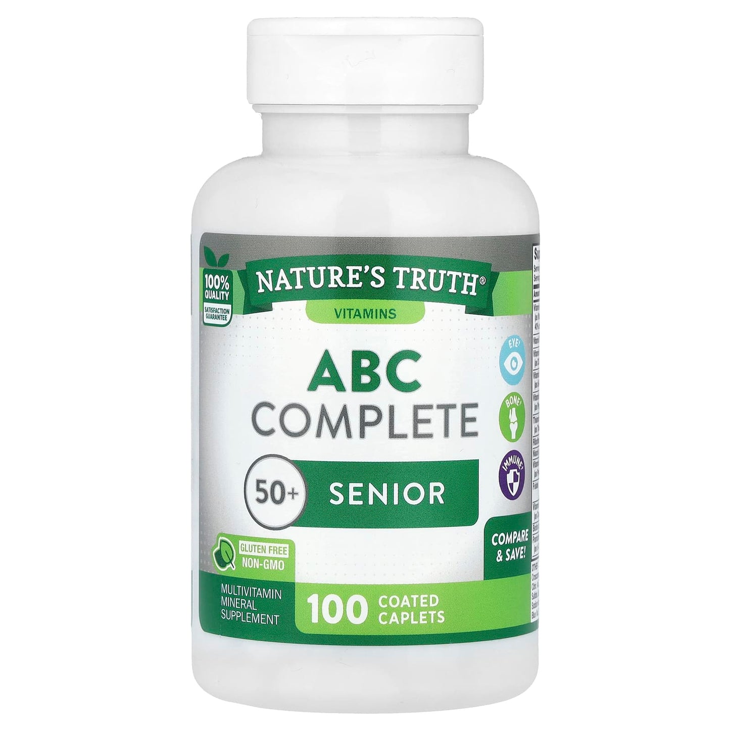 Pre-Order | Arrives in 5–10 Days – Nature's Truth ABC Complete Multivitamin, 50+ Senior, 100 Coated Caplets