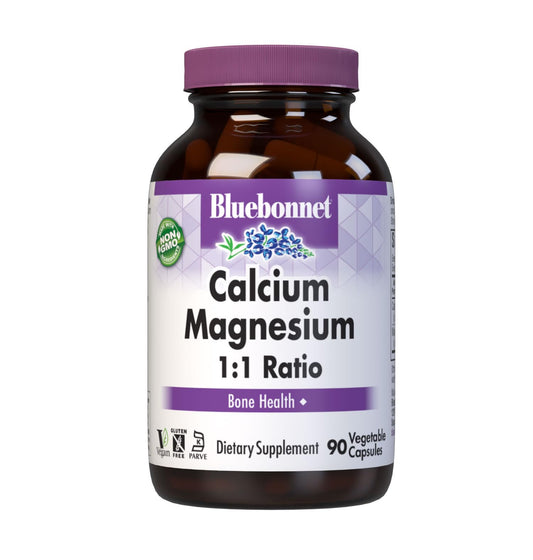 Pre-Order | Arrives in 5–10 Days – BlueBonnet Calcium Magnesium 1:1 Ratio Vegetarian Capsules, 90 Count