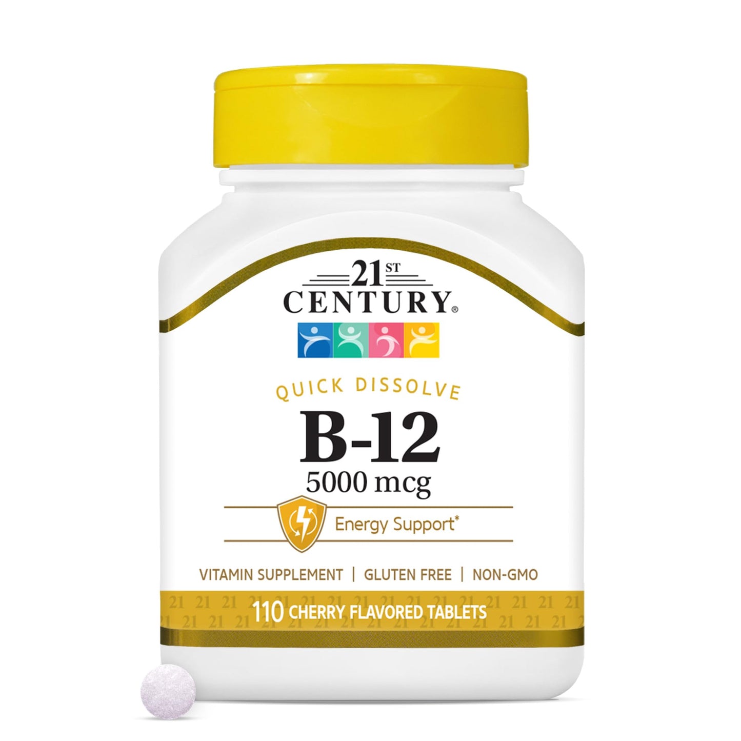 Pre-Order | Arrives in 5–10 Days – 21st Century B-12 5000 mcg, 110 Cherry Flavored Sublingual Tablets, 110 Count