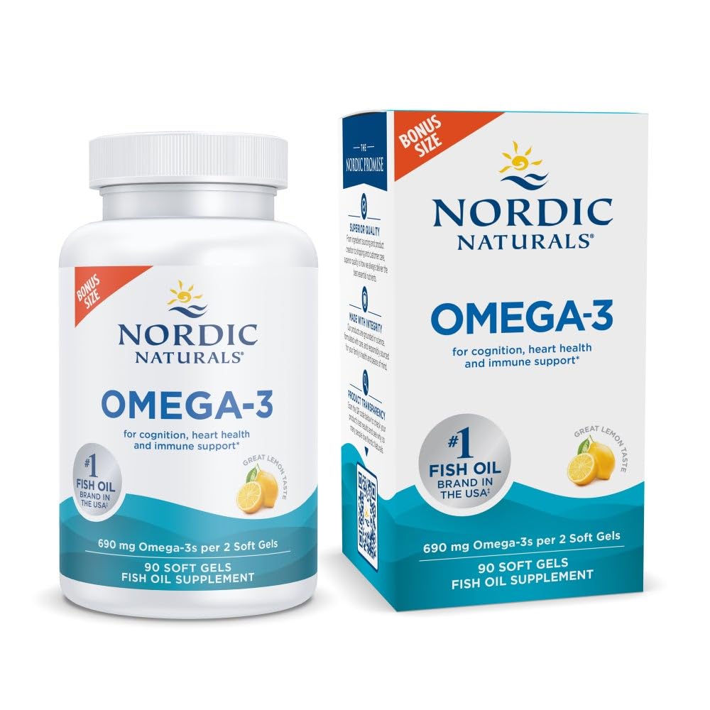 Pre-Order | Arrives in 5–10 Days – Nordic Naturals Omega-3, Lemon Flavor - 90 Soft Gels - 690 mg Omega-3 - Fish Oil - EPA & DHA - Immune Support, Brain & Heart Health, Optimal Wellness - Non-GMO - 45 Servings