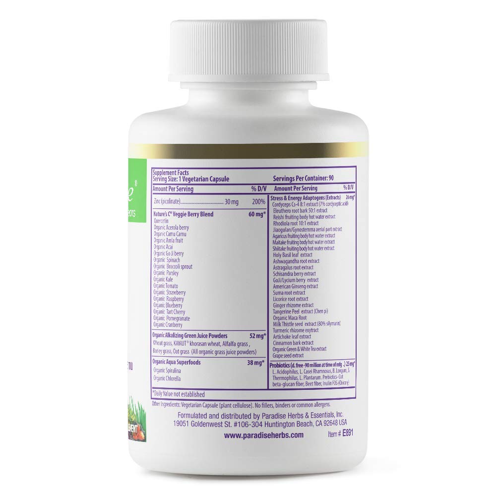 Pre-Order | Arrives in 5–10 Days – Paradise Herbs Zinc Supplements with Picolinate and Natures C, for Immune Support, Super Potent, Ultra Pure, Gluten Free, Non-GMO, Vegan, 30 mg, 90 Capsules