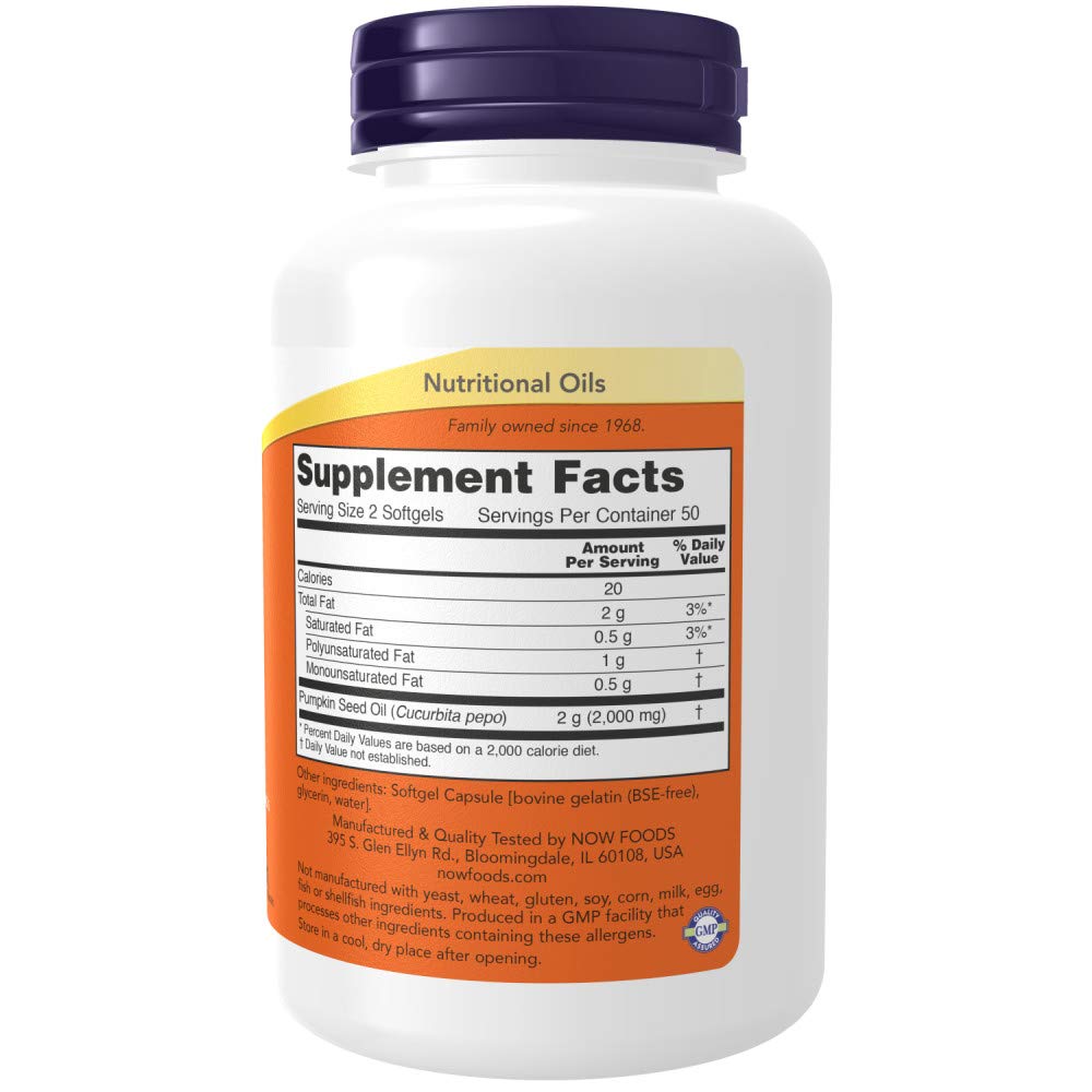 Pre-Order | Arrives in 5–10 Days – Now Pumpkin Seed Oil 1000 mg 100 softgels