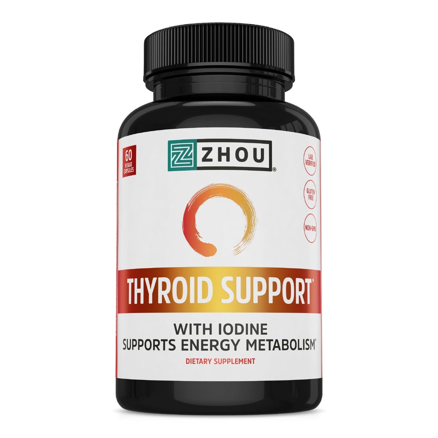 Pre-Order | Arrives in 5–10 Days – Zhou Thyroid Support - Thyroid Supplement for Women & Men with Zinc, Iodine, & Selenium, Metabolic Health Thyroid Complex with Ashwagandha, Kelp - 60 Veggie Capsules (Pack of 1)