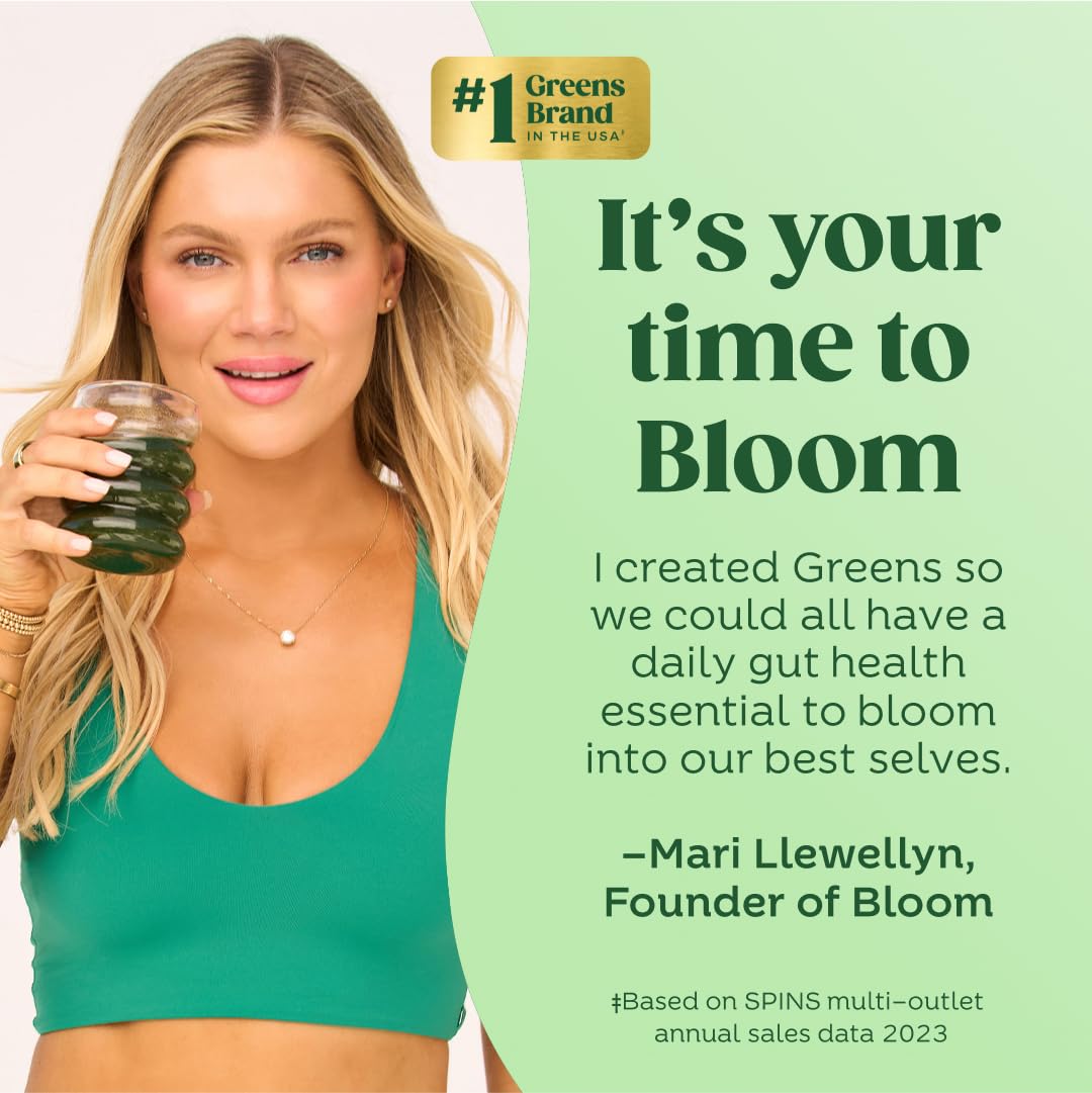 Pre-Order | Arrives in 5–10 Days –
Bloom Nutrition Superfood Greens Powder, Digestive Enzymes with Probiotics and Prebiotics, Gut Health, Bloating Relief for Women, Chlorella, Green Juice Mix with Beet Root Powder, 25 SVG, Peach