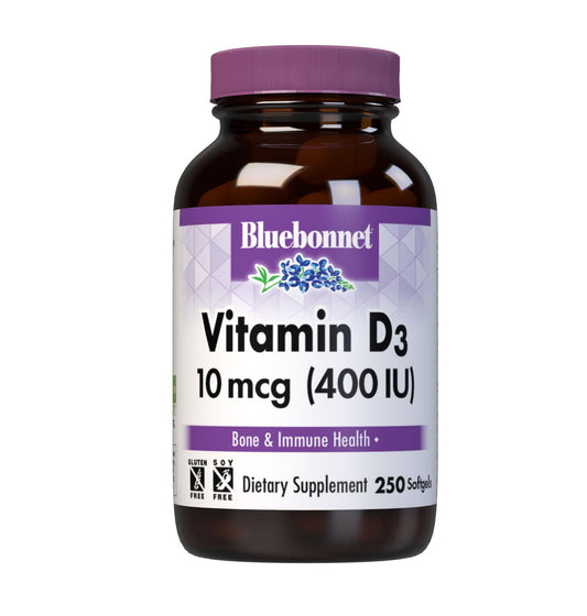 Pre-Order | Arrives in 5–10 Days – Bluebonnet Nutrition Vitamin D3 400 IU Softgels, Aids in Muscle and Skeletal Growth, Cholecalciferol from Fish Oil, Non GMO, Gluten Free, Soy Free, Dairy Free, 250 Softgels