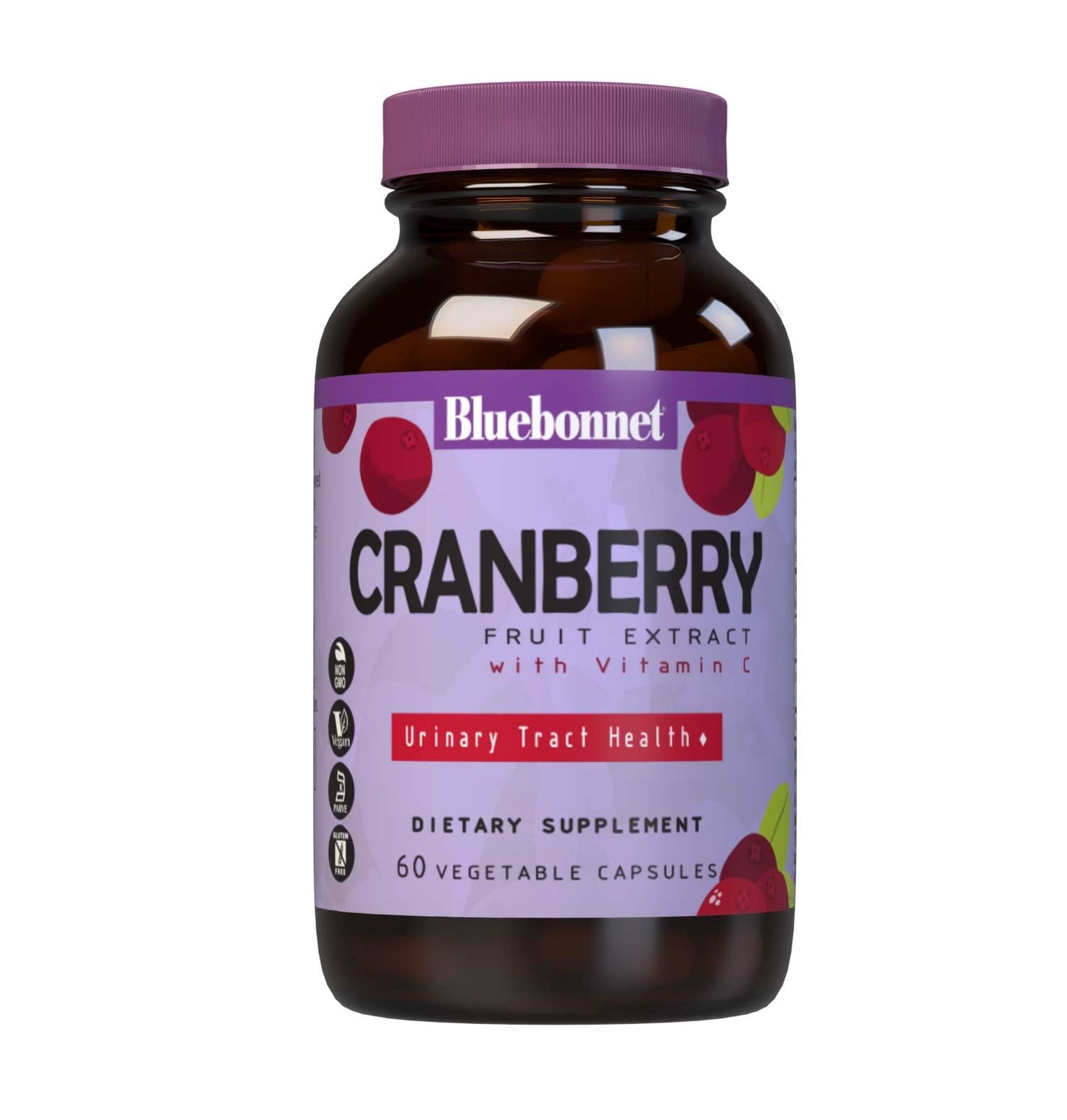 Pre-Order | Arrives in 5–10 Days – Bluebonnet Nutrition Cranberry Fruit Extract, Urinary Tract Support*, Non-GMO, Kosher-Certified, Vegan, Gluten-Free, Soy-Free, Dairy-Free, 60 Vegetable Capsules, 60 Servings