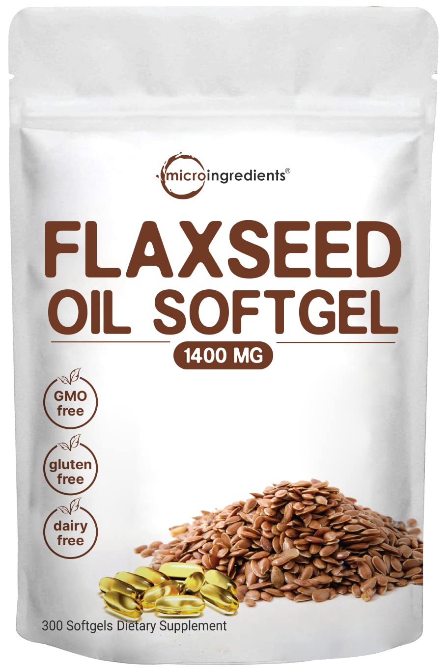 Pre-Order | Arrives in 5–10 Days – Flaxseed Oil 1400mg Softgels, 300 Counts | w/ 700mg ALA Omega 3, Cold Pressed, Rich in Fatty Acids, Alpha Linolenic Acid, Support Heart Health & Immune System | Non-GMO, No Gluten - 300 Servings