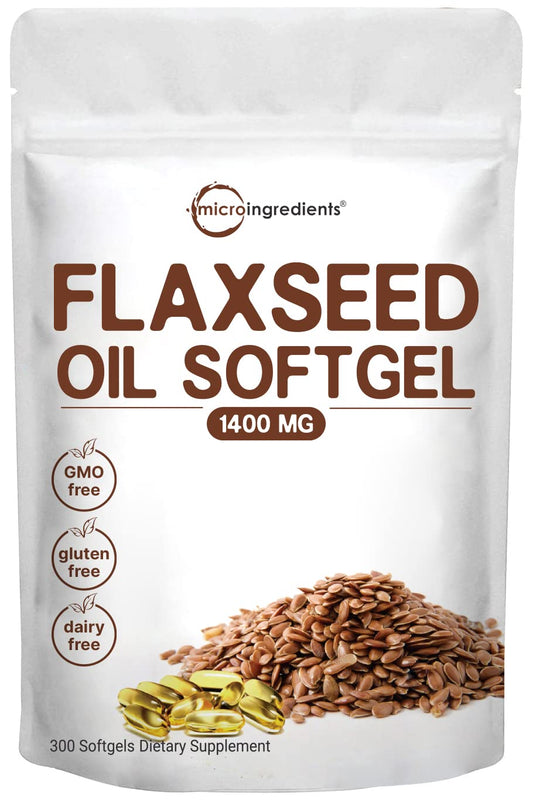 Pre-Order | Arrives in 5–10 Days – Flaxseed Oil 1400mg Softgels, 300 Counts | w/ 700mg ALA Omega 3, Cold Pressed, Rich in Fatty Acids, Alpha Linolenic Acid, Support Heart Health & Immune System | Non-GMO, No Gluten - 300 Servings