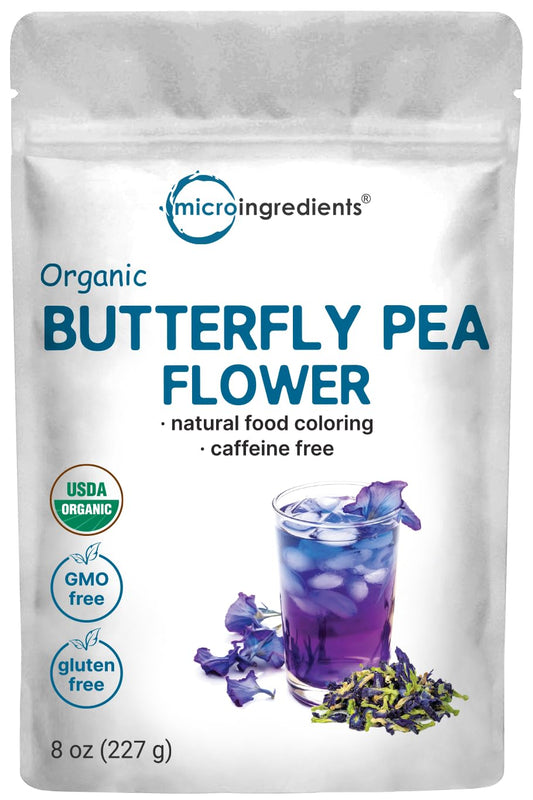 Pre-Order | Arrives in 5–10 Days – Organic Butterfly Pea Flower Tea, 8oz (680+ cups) | Loose Leaf Herbal Tea | Dried Butterfly Pea Flower | Natural Blue & Purple Food Coloring | Rich Source of Antioxidants | Caffeine Free, Non-GMO