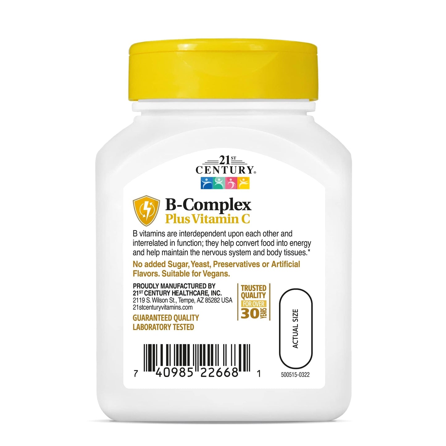 Pre-Order | Arrives in 5–10 Days – 21st Century Healthcare, B Complex Plus Vitamin C, Tablets 100 Count (Pack of 1)