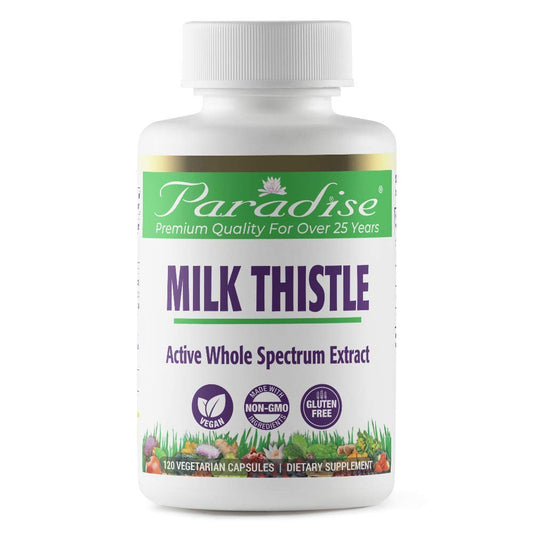 Pre-Order | Arrives in 5–10 Days – Paradise Herbs Milk Thistle, Active Whole Spectrum Extract, Super Potent, Ultra Pure, Vegan, Non GMO, Gluten Free, 120 Vegetarian Capsules
