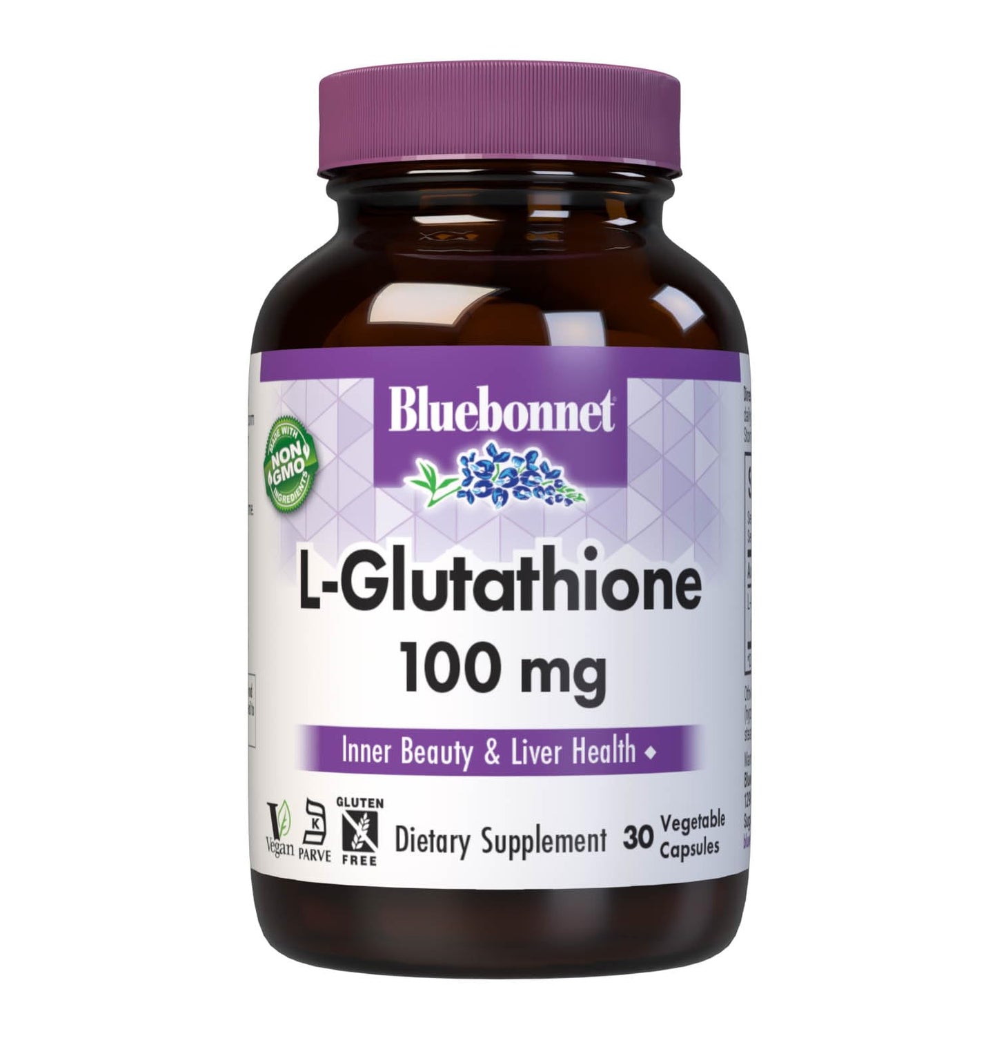 Pre-Order | Arrives in 5–10 Days – Bluebonnet Nutrition L-Glutathione 100mg, Free-Form Amino Acid, for Free Radical Protection, Soy-Free, Gluten-Free, Non-GMO, Kosher Certified, Vegan, 30 Vegetable Capsules, 30 Servings