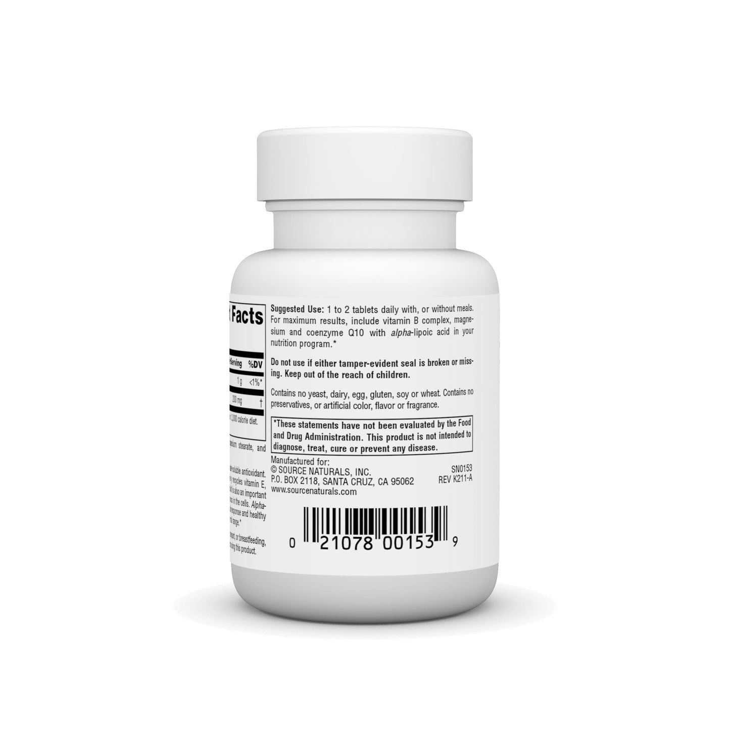 Pre-Order | Arrives in 5–10 Days – Alpha Lipoic Acid 100mg Source Naturals, Inc. 30 Tabs