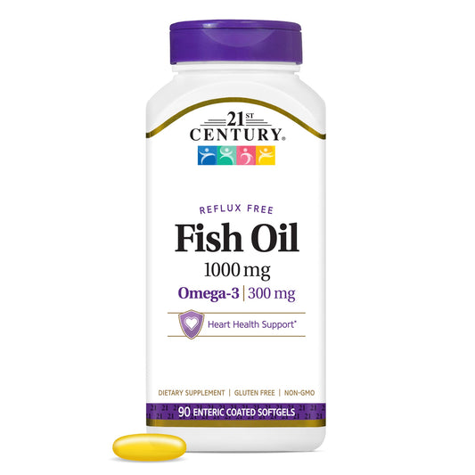 Pre-Order | Arrives in 5–10 Days – Fish Oil 1000 mg 90 Enteric Coated Softgels, 21st Century