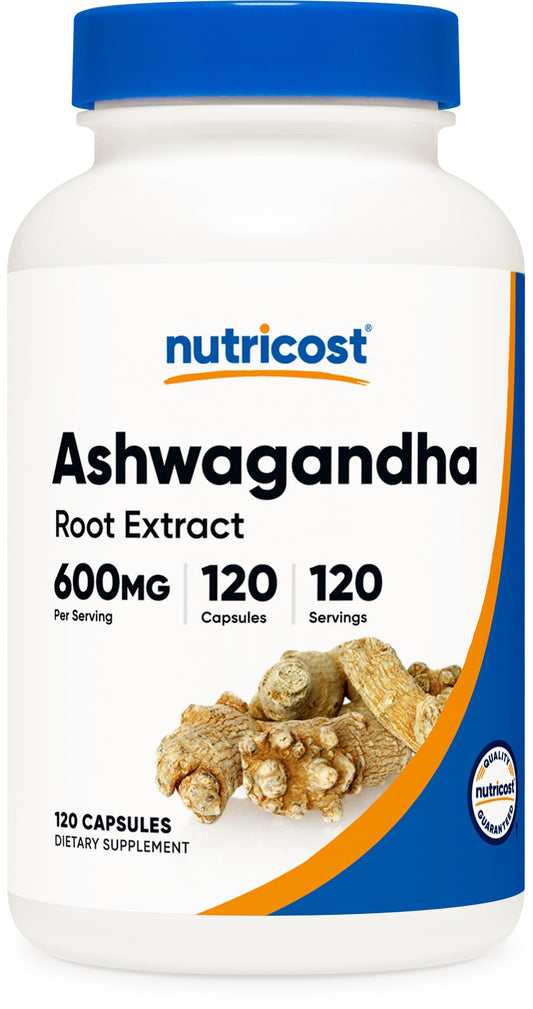 Pre-Order | Arrives in 5–10 Days – Nutricost Ashwagandha Herbal Supplement 600mg, 120 Capsules - Vegetarian, Non-GMO, Gluten Free, Ashwagandha Root
