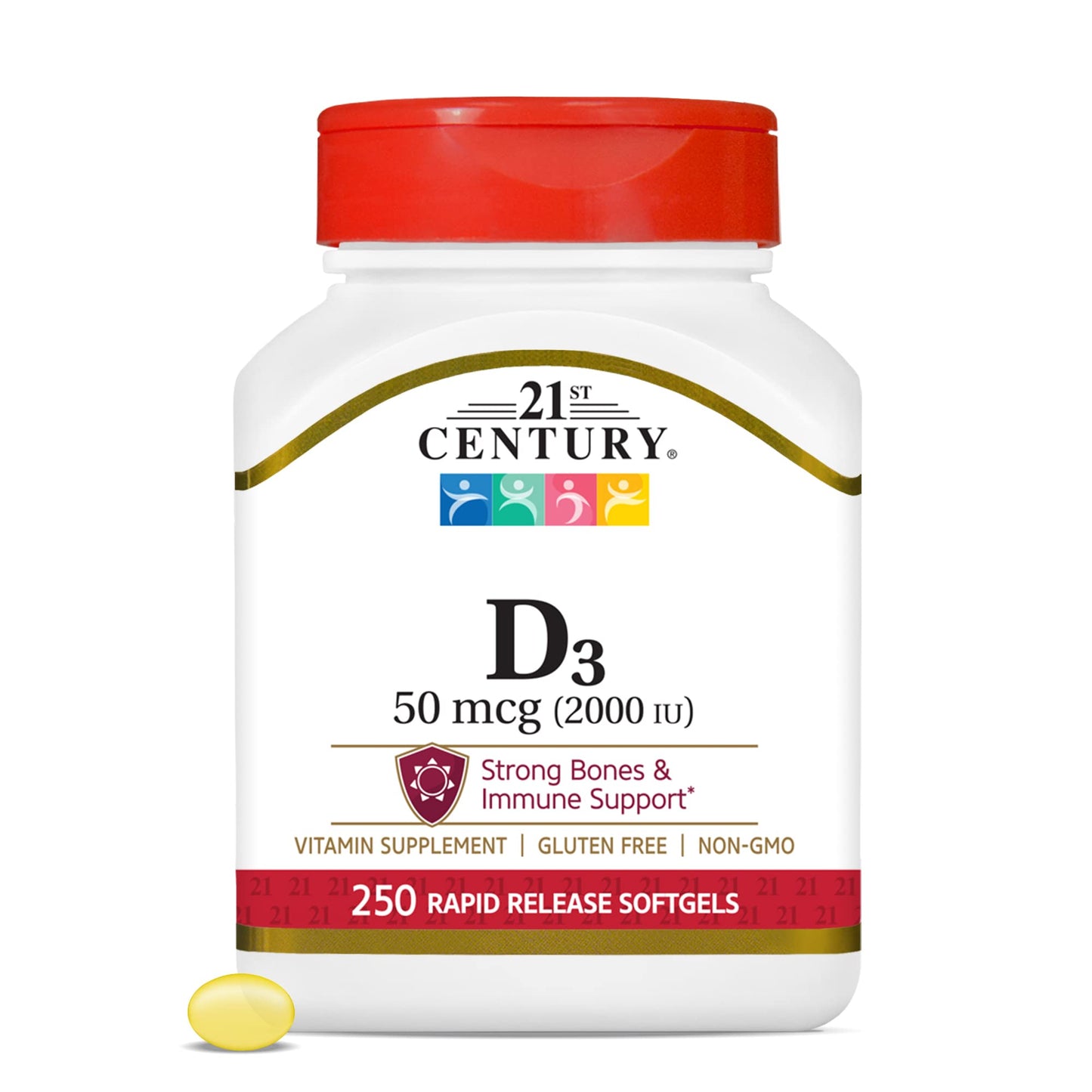 Pre-Order | Arrives in 5–10 Days – 21st Century D3 2000 IU Softgels, 250 Count