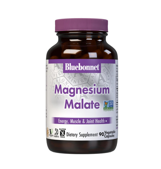 Pre-Order | Arrives in 5–10 Days – Bluebonnet Nutrition Magnesium Malate Vegetable Capsules - Supports Energy, Muscle & Joint Health - Non-GMO, Vegan, Kosher Certified, Gluten-Free, 90 Count