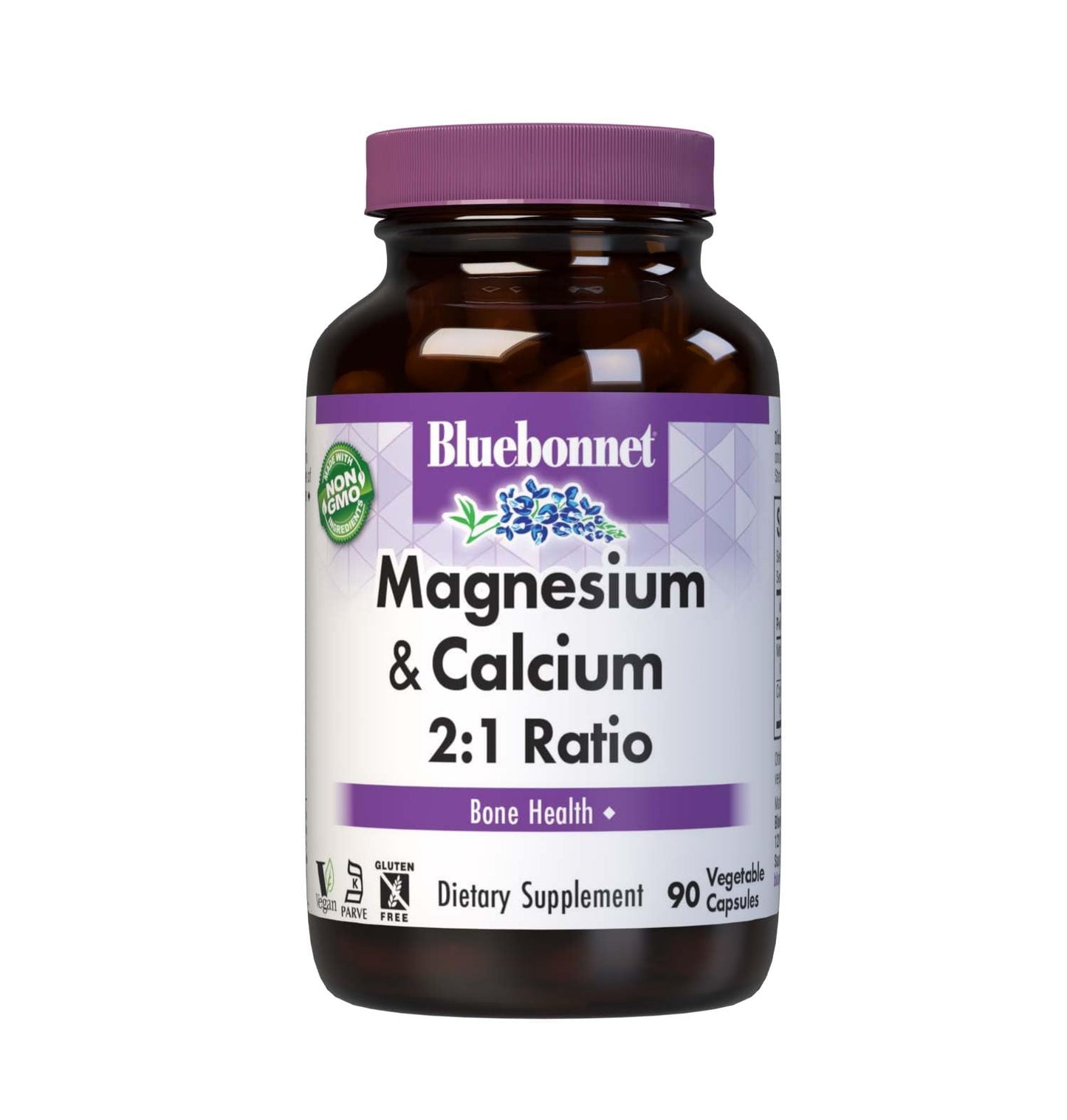 Pre-Order | Arrives in 5–10 Days – Bluebonnet Nutrition Magnesium & Calcium 2:1 Ratio, Bone Health*, Non-GMO, Vegan, Kosher Certified, Gluten-Free, Soy-Free, Dairy-Free, 90 Vegetable Capsules, 30 Servings